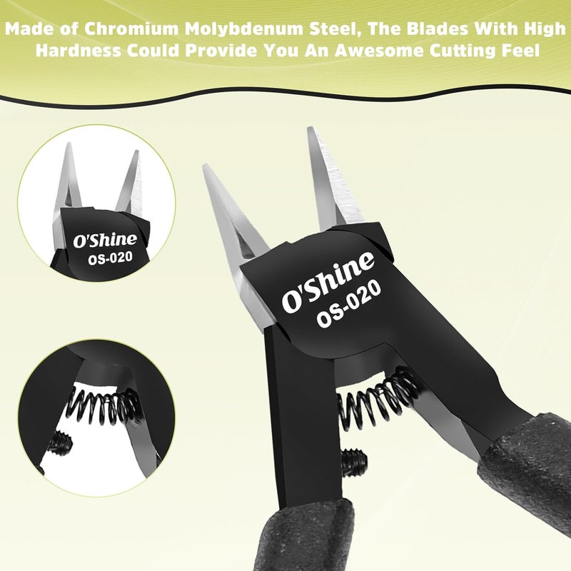 OSHINE قاطع قوالب مزدوج الحافة المتقدم O’Shine بحجم 4.7 بوصة، مقصات نموذج غندام طويلة ورقيقة، مقصات نموذج هواية، مقصات حادة للنماذج البلاستيكية، مع غلاف بلاستيكي مرفق - Image 3